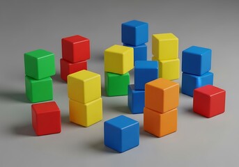 Fototapeta premium Colorful building blocks stacked playfully on a smooth surface creating visual harmony