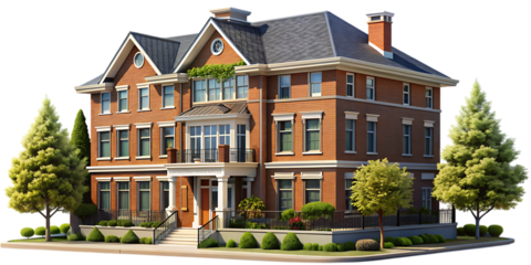 building city neighbourhood isolated - on a white background PNG.GENERATIVE AI