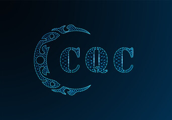 Low poly letter logo CQC design. CQC letter logo low poly vector design on blue color gradient background. CQC logo low poly design