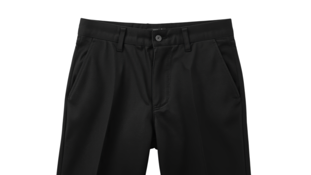 Men's black trousers with a sleek design, featuring a classic fit and modern style, perfect for any casual or formal occasion.