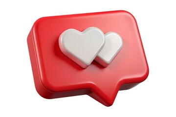 Red speech bubble with two white hearts icon