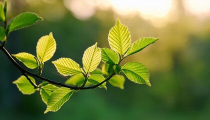 fresh spring leaves on a branch
