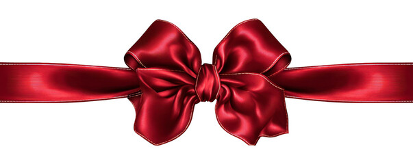 Scarlet satin ribbon bow on black background