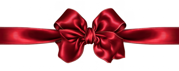 Scarlet satin ribbon bow on black background