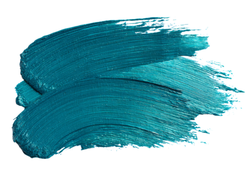 Expressive teal paint smear stroke abstract art