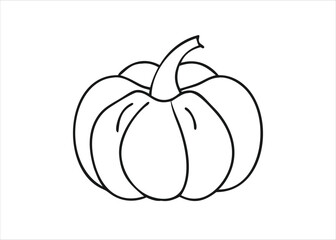 A singular autumn gourd rendered in a minimalist continuous line art drawing style showcasing its organic form isolated on white background