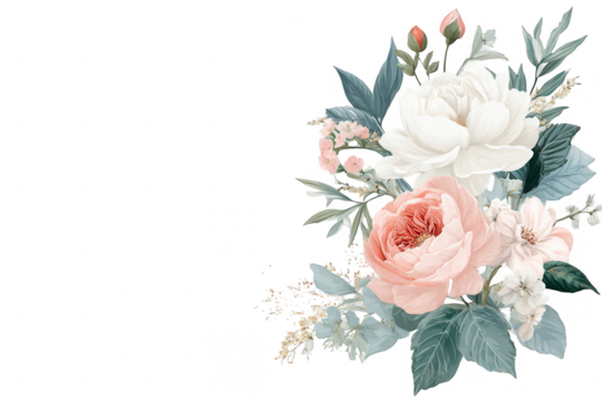 Delicate floral bouquet in muted pastels