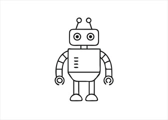 Vintage sci fi mechanical companion with bold outlines and retro styling isolated on white background