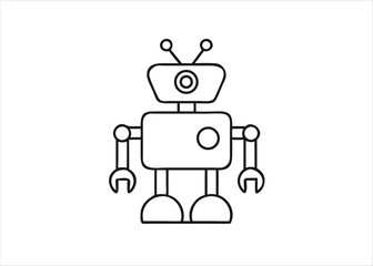 Naklejka premium Charming retro robot design with clean line art style presented isolated on white background for creative projects