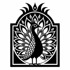 peacock, feather, bird, animal, blue, nature, peacock feather, colourful, colours, horizontal, pride, cut out, male, tail, no people,Central Panel vector clean black silhouette design white background