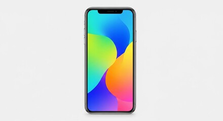 Vibrant Abstract Wallpaper on Modern Smartphone Display, Ideal for Mobile App Mockups and Tech Presentations