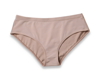 Taupe colour cotton panties isolated on transparent background.  New and minimalistic design clothes for womens.