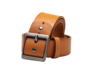 Brown leather belt isolated on transparent background png