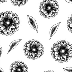 Flower seamless pattern, hand drawn floral background