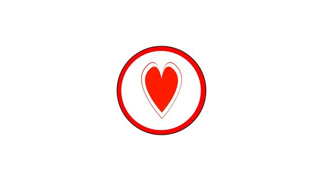 Animated red heart icon with a pulsing effect on a transparent background. A versatile video element for social media likes, health, and love themes.