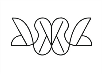 A collection of minimalist line art monogram logo designs featuring elegant letterforms and clean typography isolated on white background