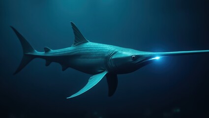 Naklejka premium A long-snouted fish swimming in deep water.