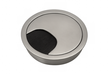 Round cable grommet on transparent background, close-up view