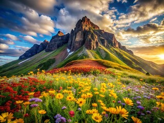 Fototapeta premium Sleeping Giant Mountain Wildflower Bloom - Majestic Landscape Photography