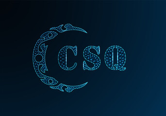 Low poly letter logo CSQ design. CSQ letter logo low poly vector design on blue color gradient background. CSQ logo low poly design