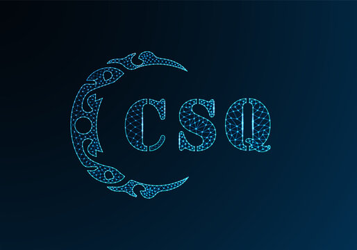 Low poly letter logo CSQ design. CSQ letter logo low poly vector design on blue color gradient background. CSQ logo low poly design