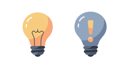 Creativity and innovation concept with light bulbs featuring exclamation mark in topaz theme