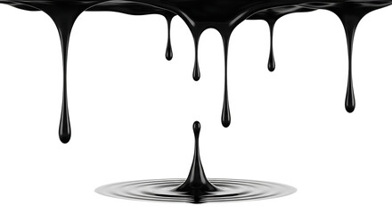 Black Liquid Drips and Splash.