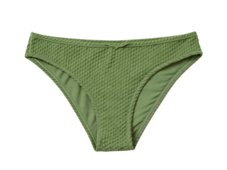 Moss green female panties isolated on transparent background. 