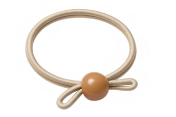 Beige scrunchie with decorative knot and transparent background