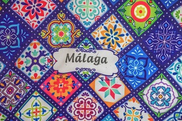 malaga, spanien - detail von einem bunten souvenir