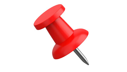 Red pin, push pin isolated on transparent background. D rendering
