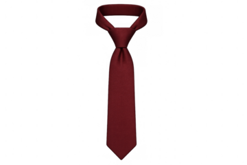 Elegant red tie knotted on transparent background