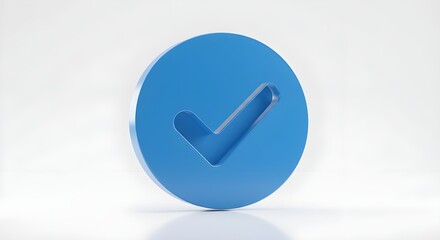 Blue check mark approval icon on white background