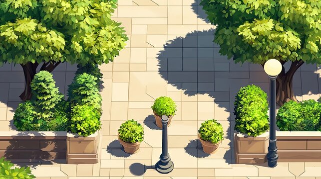 Cartoon style, Casual game style, Top view angle. Isometric view, 2.5D, only picture of indoor floor tiles in the screen, beige floor tiles, low quality 