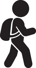 Silhouette vector of a student wearing a backpack, perfect for school, education, travel, and academic themes.