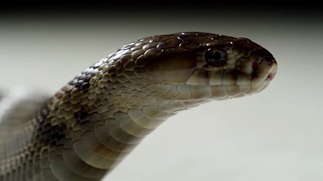 Menacing reptile displaying forked tongue