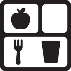 Silhouette vector of a school cafeteria tray, ideal for food service, meals, school, lunch, and dining themes.