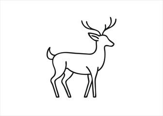A minimalist single line art depiction of a graceful deer in profile showcasing a clean monoline black outline isolated on white background