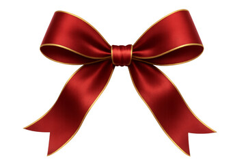 Luxurious red bow with gold edging on a clear backdrop