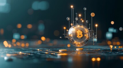 Cryptocurrency trends and insights digital finance 3d visuals futuristic environment close-up view blockchain technology