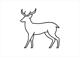 Elegant simple line art deer silhouette with a single continuous black line for artistic representation isolated on white background