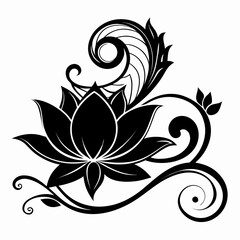 LotusWhirl vector clean black silhouette design white background