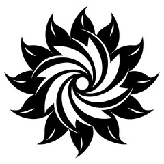 LotusWhirl vector clean black silhouette design white background