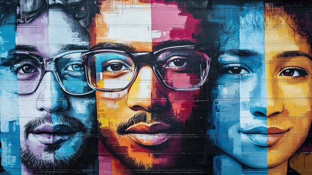 G&Atilde;&copy;n&Atilde;&uml;re une image r&Atilde;&copy;aliste d'une grande fresque murale urbaine et vibrante.