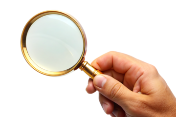 hand holding magnifying glass isolated - on a white background PNG.GENERATIVE AI