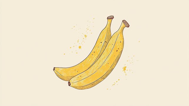 illustration of banana, doodly childish simple style. minimalistic,
