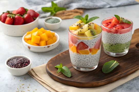 faloda dessert with fruits cocktail 