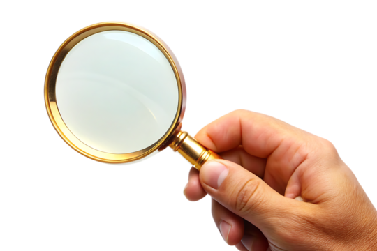 hand holding magnifying glass isolated - on a white background PNG.GENERATIVE AI