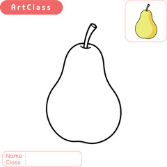 Simple coloring page of a pear. Friendly vector illustration for children's activities, printable worksheets, and educational projects. Perfect for kids to learn about fruits.