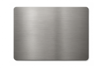 Brushed metal plate with rounded corners on transparent background